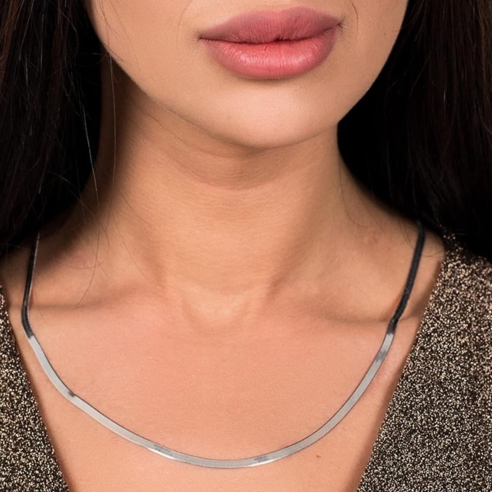 NEW SNAKE FLAT 925 STERLING SILVER NECKLACE